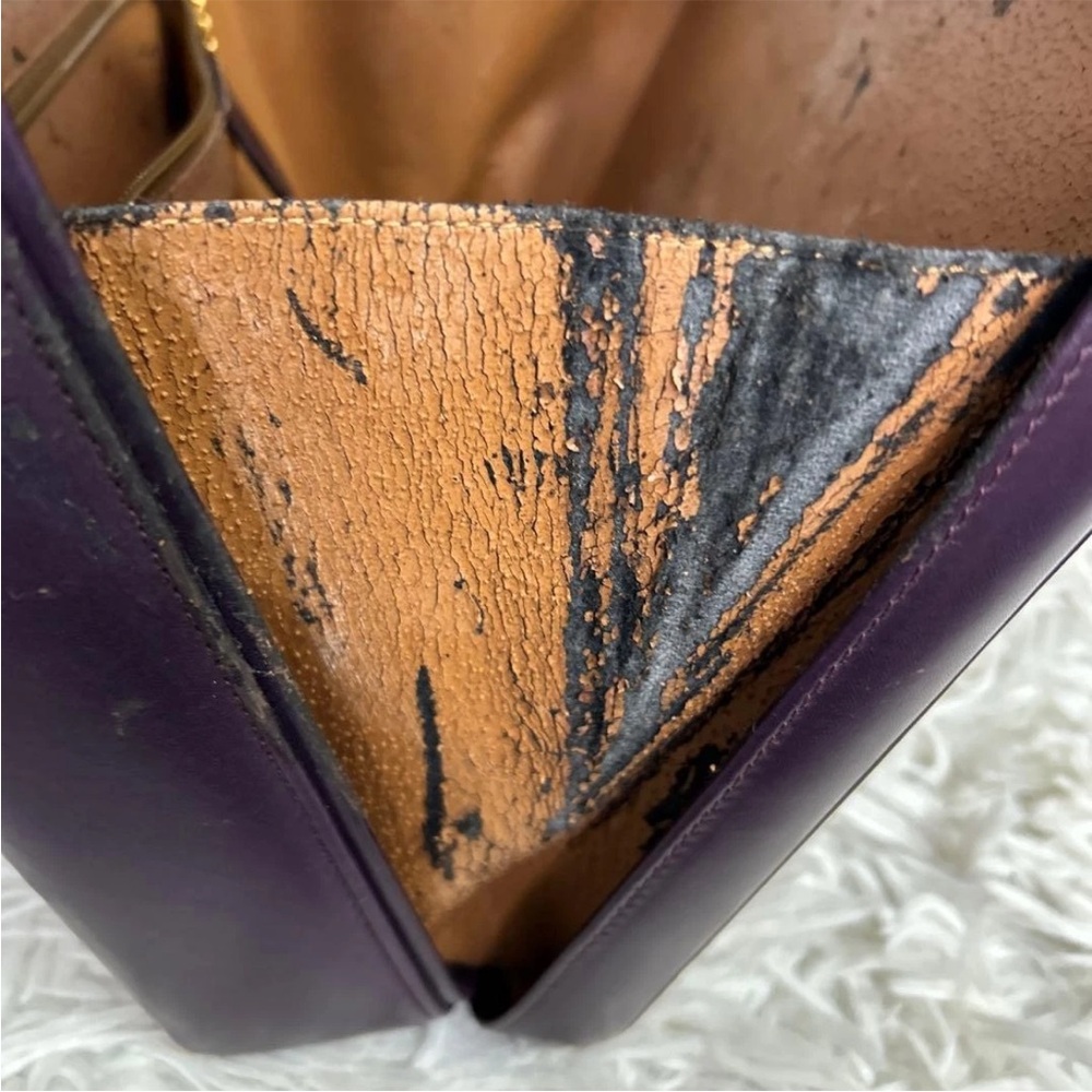 Gucci Dark Purple Leather Box Bag with Gold Hardware - Picture 14 of 16